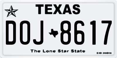TX license plate DOJ8617