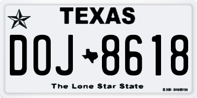 TX license plate DOJ8618