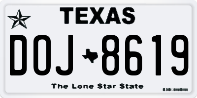 TX license plate DOJ8619
