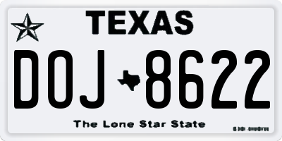 TX license plate DOJ8622
