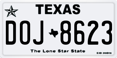 TX license plate DOJ8623
