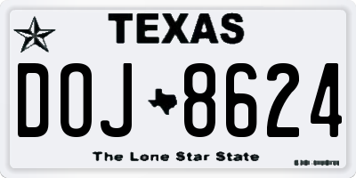 TX license plate DOJ8624