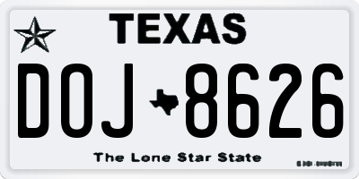 TX license plate DOJ8626