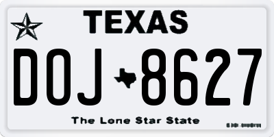 TX license plate DOJ8627