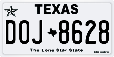 TX license plate DOJ8628
