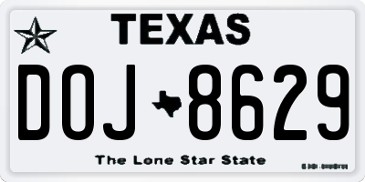 TX license plate DOJ8629