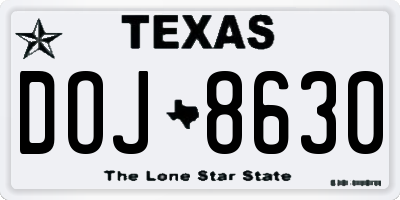 TX license plate DOJ8630