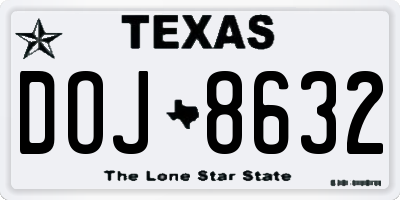 TX license plate DOJ8632