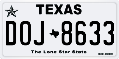 TX license plate DOJ8633
