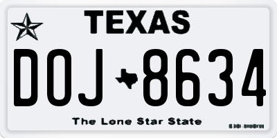 TX license plate DOJ8634