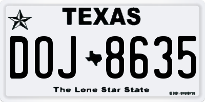 TX license plate DOJ8635