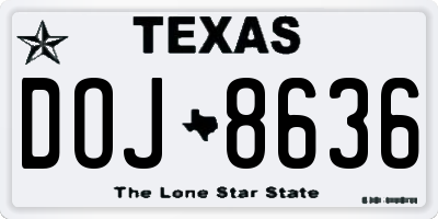 TX license plate DOJ8636