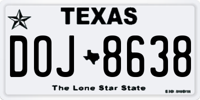 TX license plate DOJ8638