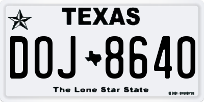 TX license plate DOJ8640