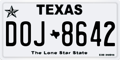 TX license plate DOJ8642