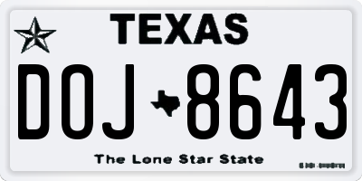 TX license plate DOJ8643