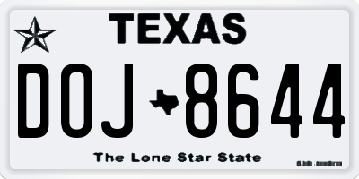 TX license plate DOJ8644