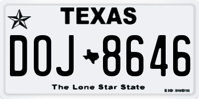 TX license plate DOJ8646