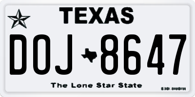 TX license plate DOJ8647