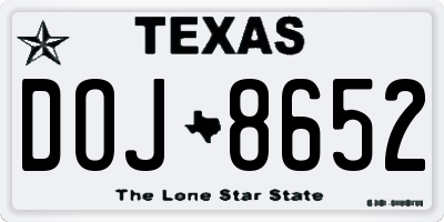 TX license plate DOJ8652