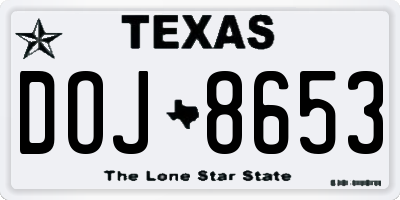 TX license plate DOJ8653