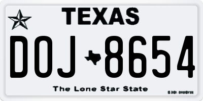 TX license plate DOJ8654