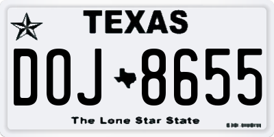 TX license plate DOJ8655