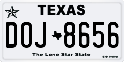 TX license plate DOJ8656