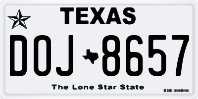 TX license plate DOJ8657