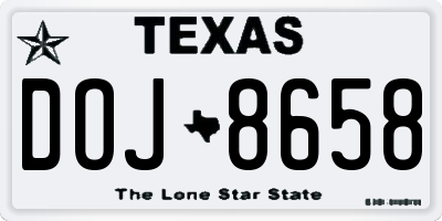 TX license plate DOJ8658
