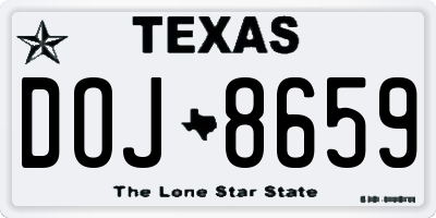 TX license plate DOJ8659