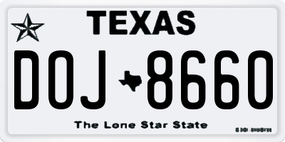 TX license plate DOJ8660