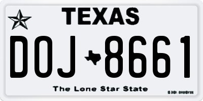 TX license plate DOJ8661