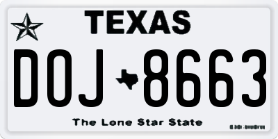 TX license plate DOJ8663