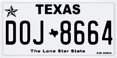 TX license plate DOJ8664