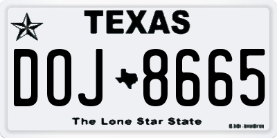 TX license plate DOJ8665