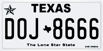 TX license plate DOJ8666