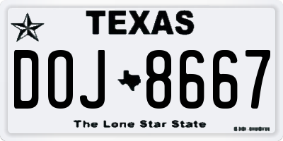 TX license plate DOJ8667