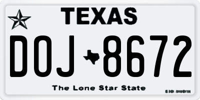 TX license plate DOJ8672