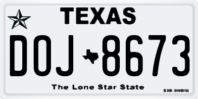 TX license plate DOJ8673
