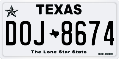TX license plate DOJ8674