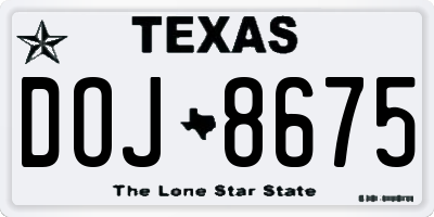 TX license plate DOJ8675