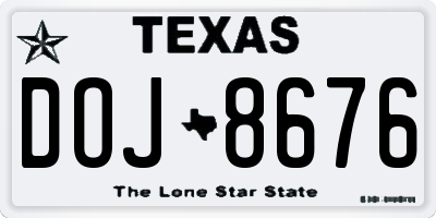 TX license plate DOJ8676