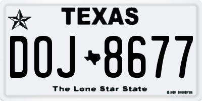 TX license plate DOJ8677