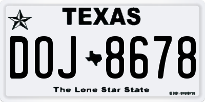 TX license plate DOJ8678