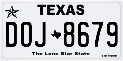 TX license plate DOJ8679