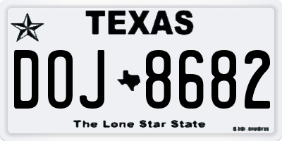 TX license plate DOJ8682