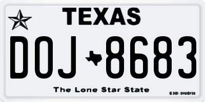 TX license plate DOJ8683