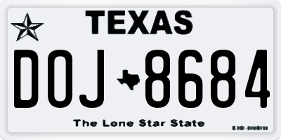 TX license plate DOJ8684