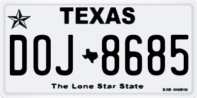 TX license plate DOJ8685